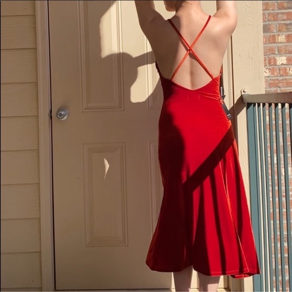 NWT Privacy Please Hampshire Velvet Ruched Sleeveless Midi Dress in Red size M - Picture 4 of 13